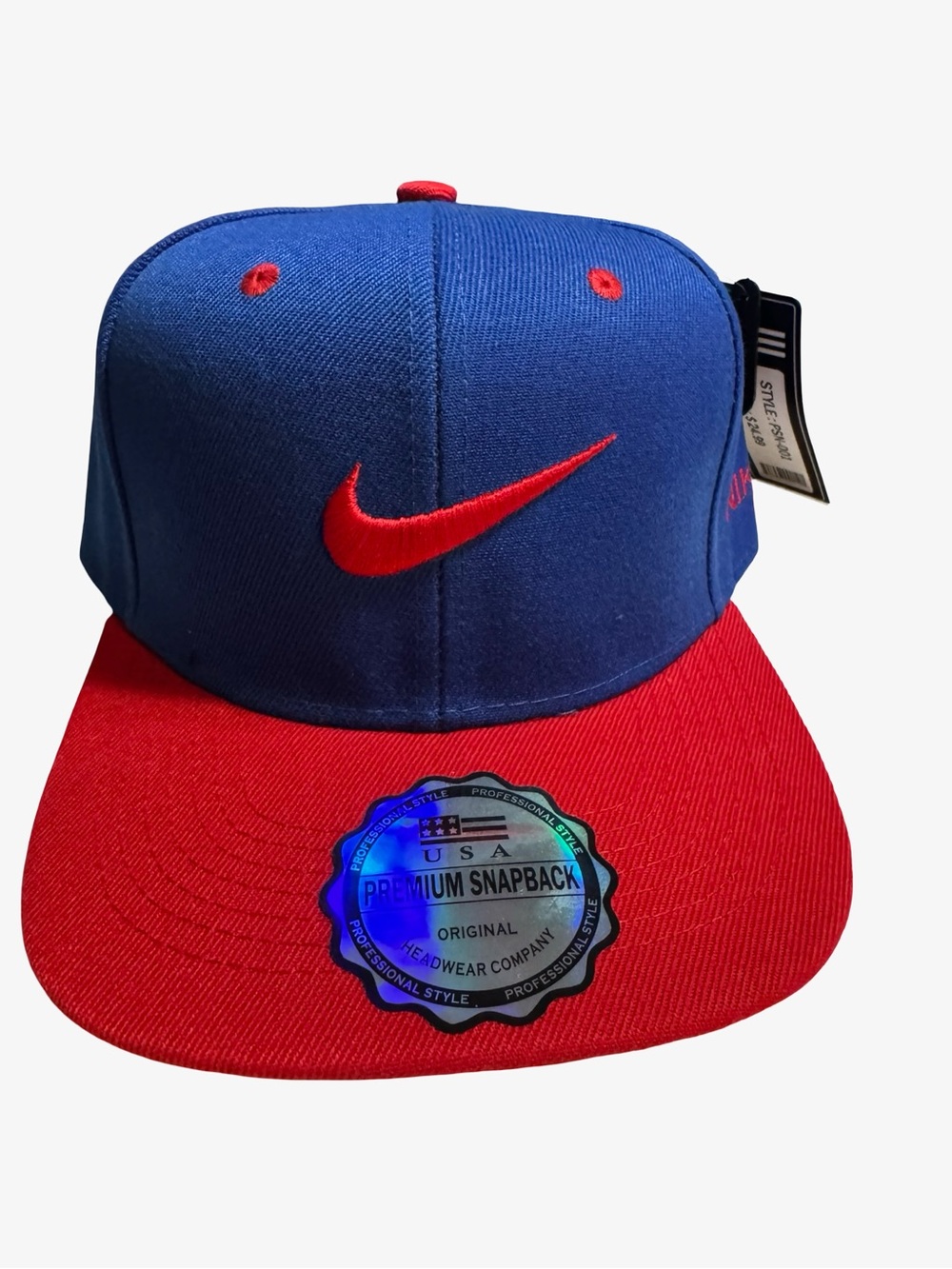 Nike Red and Blue Flat Brim Snapback Cap